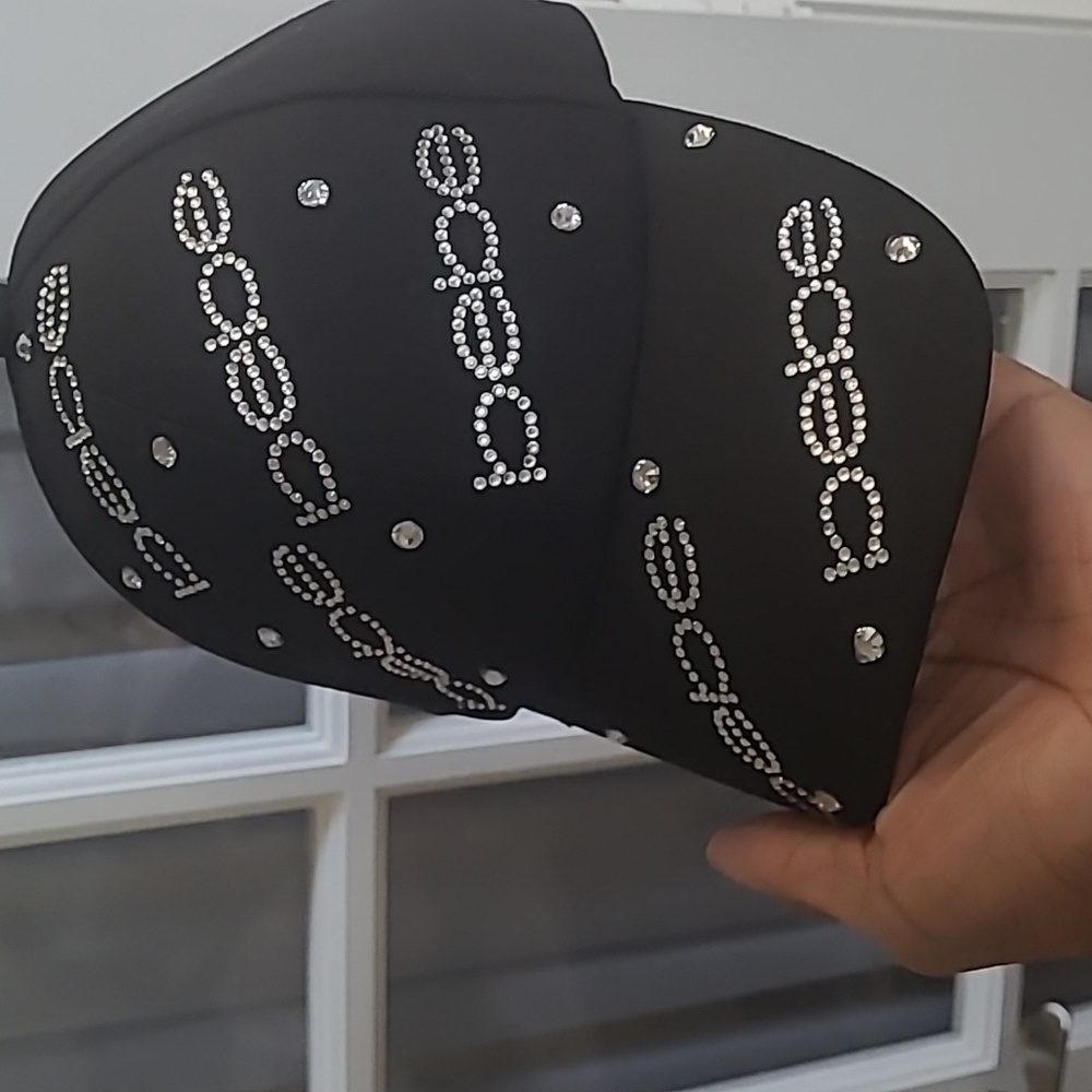 Bebe Black Rhinestone Cap - OSFM - Picture 5 of 11